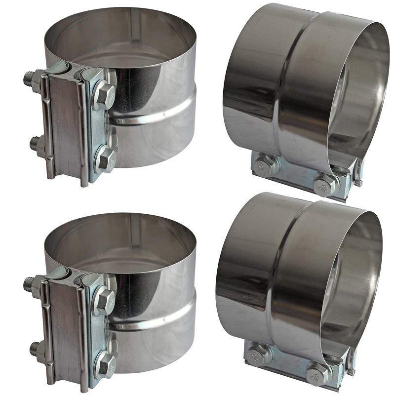 LEDAUT Exhaust Clamps Band Clamp 5 "" Lap Joint - Stainless Steel Lap Joint Exhaust Band Clamp With 1 Block 4Pcs For 5 "" Od To 5 "" Id Exhaust Pipe  Muffler  Elbow And Exhaust Tubing Connection(4 Pack) - Image 1